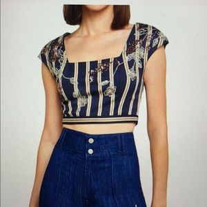 BCBG Sequined Striped Crop Top